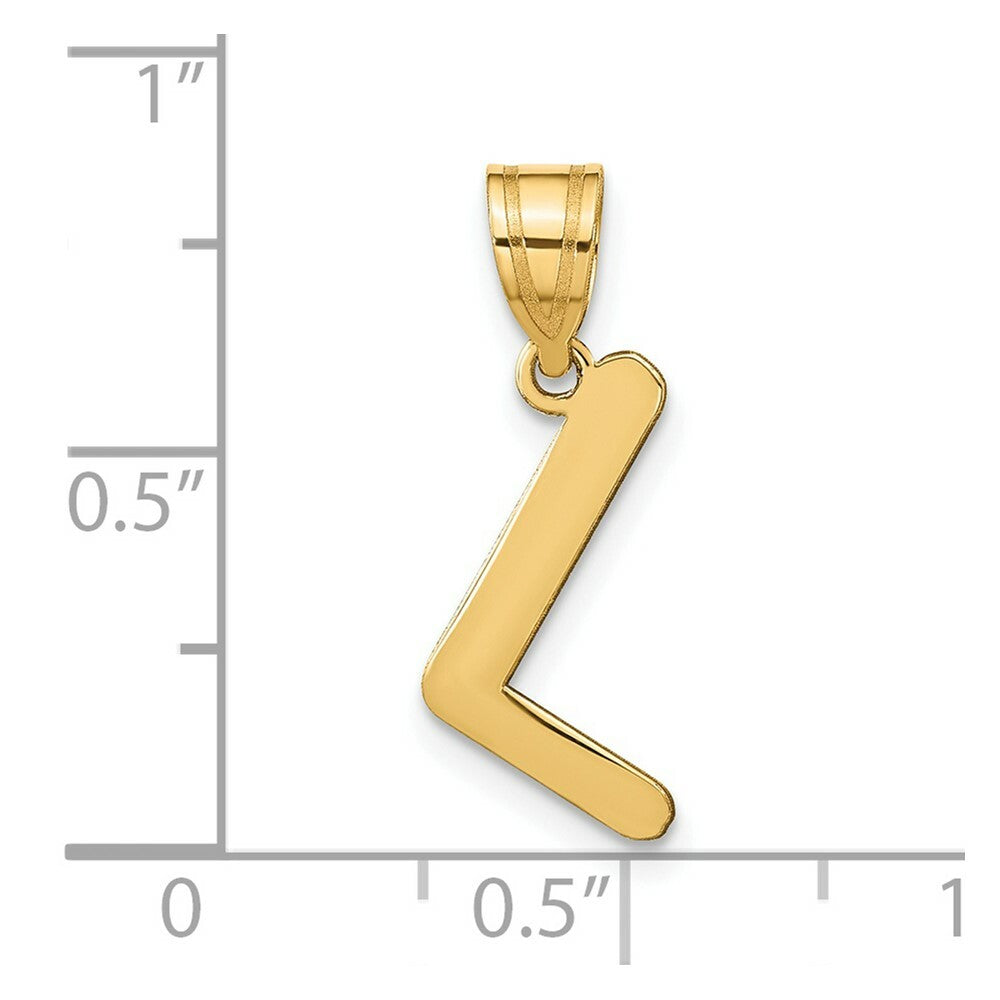 14K Yellow Gold Polished Bubble Letter L Initial Pendant