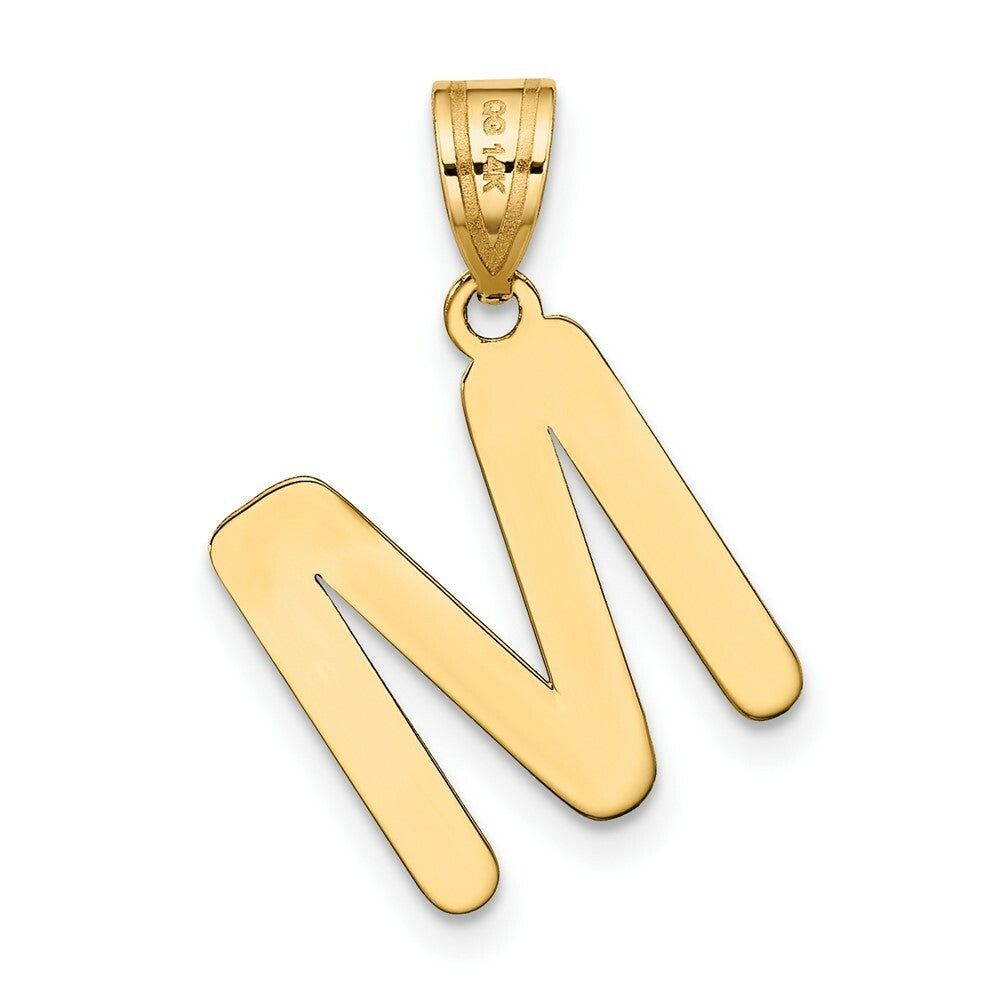 14K Yellow Gold Polished Bubble Letter M Initial Pendant