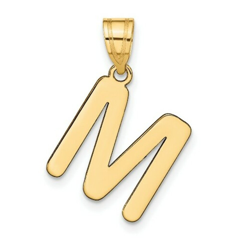 14K Yellow Gold Polished Bubble Letter M Initial Pendant