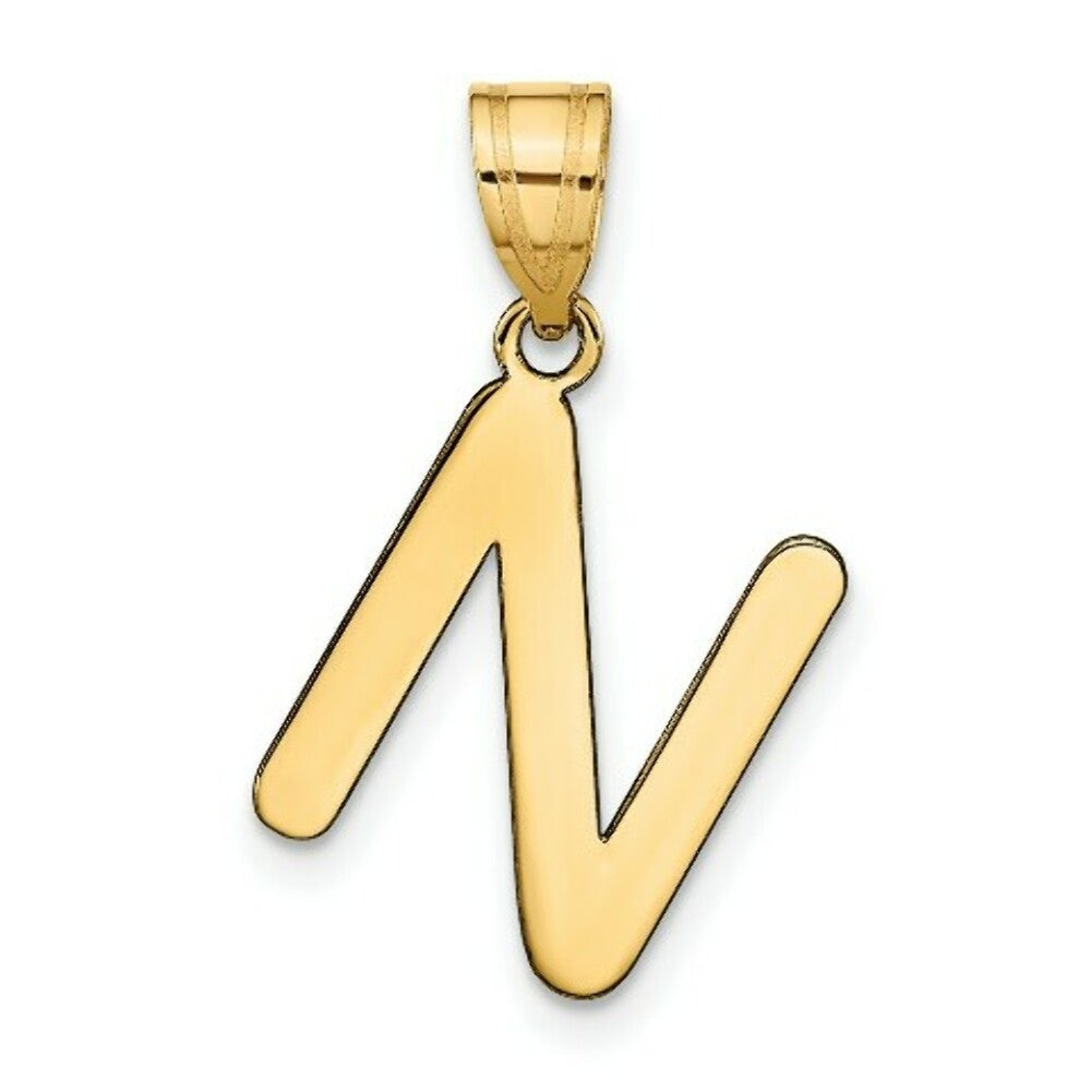 14K Yellow Gold Polished Bubble Letter N Initial Pendant