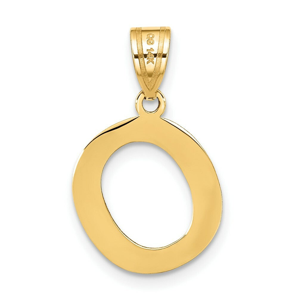 14K Yellow Gold Polished Bubble Letter O Initial Pendant