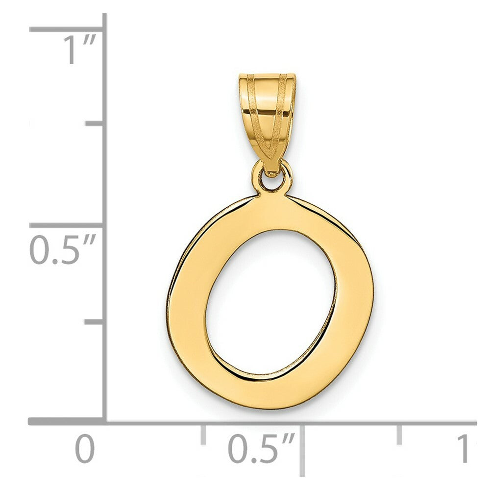 14K Yellow Gold Polished Bubble Letter O Initial Pendant