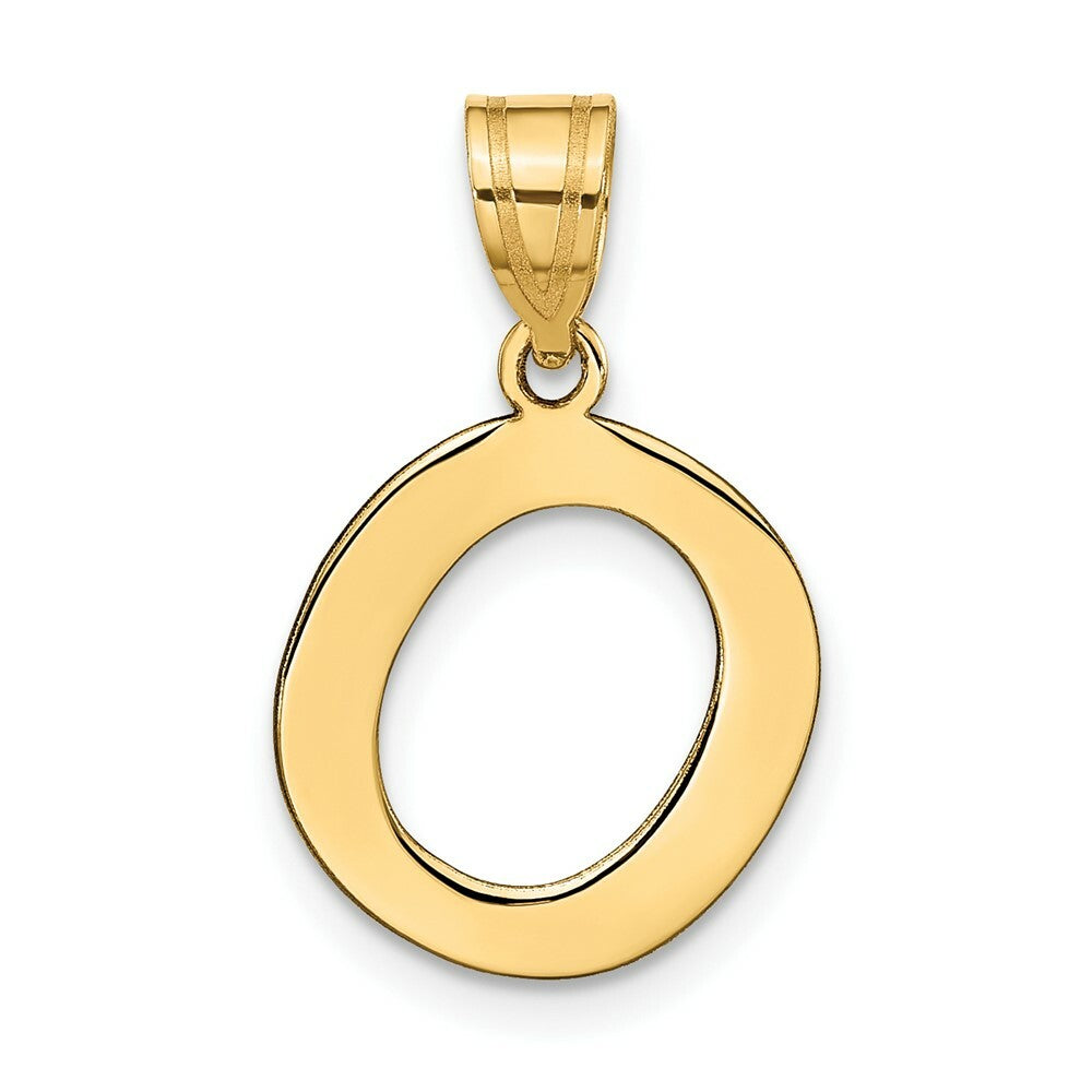 14K Yellow Gold Polished Bubble Letter O Initial Pendant
