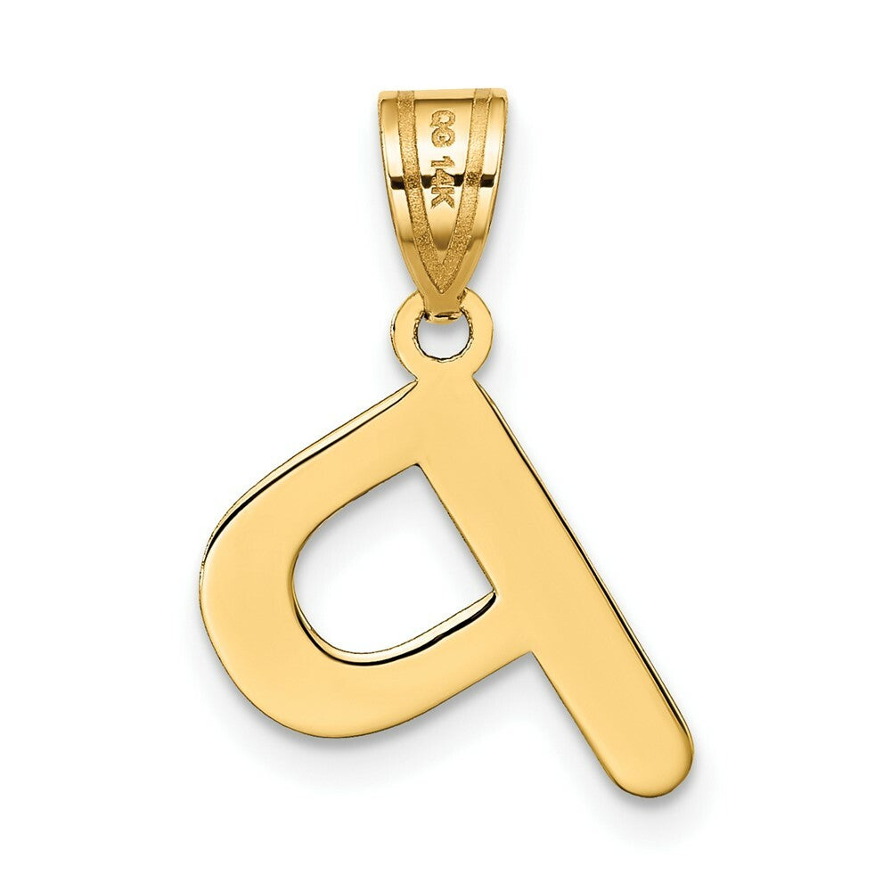 14K Yellow Gold Polished Bubble Letter P Initial Pendant