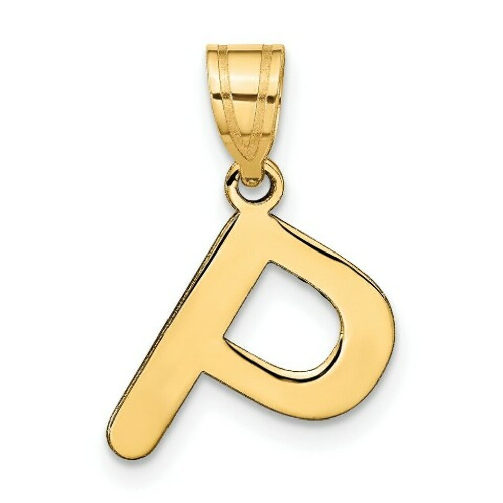 14K Yellow Gold Polished Bubble Letter P Initial Pendant