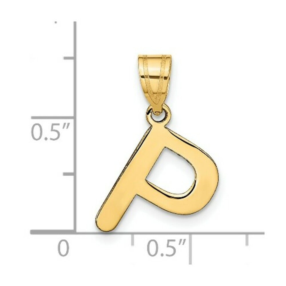 14K Yellow Gold Polished Bubble Letter P Initial Pendant