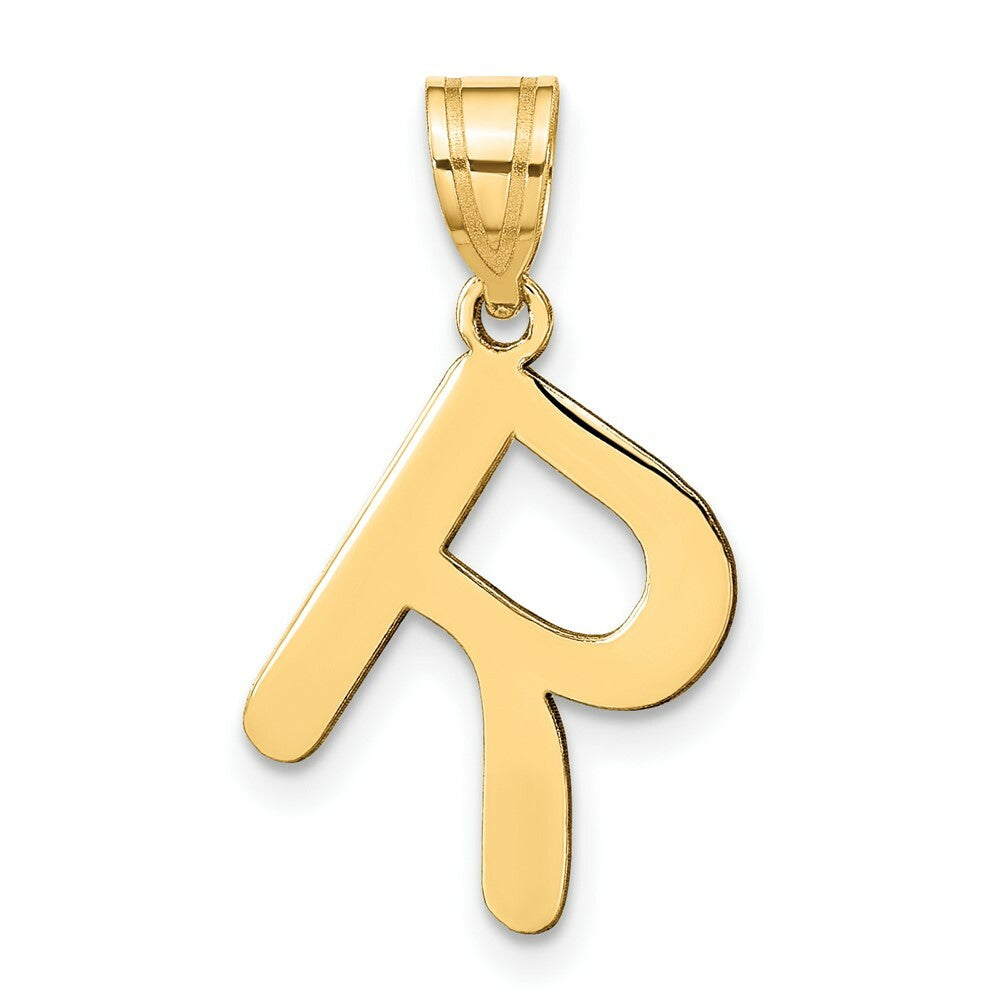 14K Yellow Gold Polished Bubble Letter R Initial Pendant