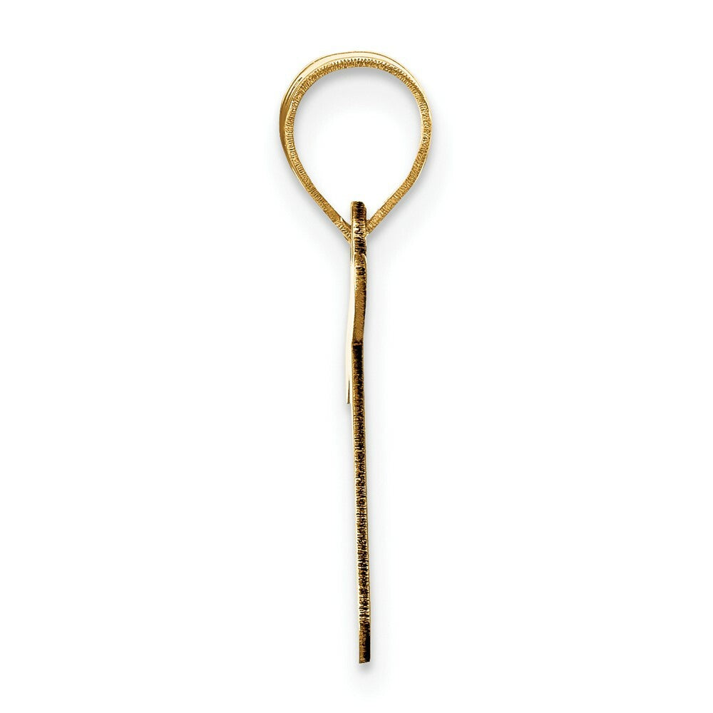 14K Yellow Gold Polished Bubble Letter T Initial Pendant