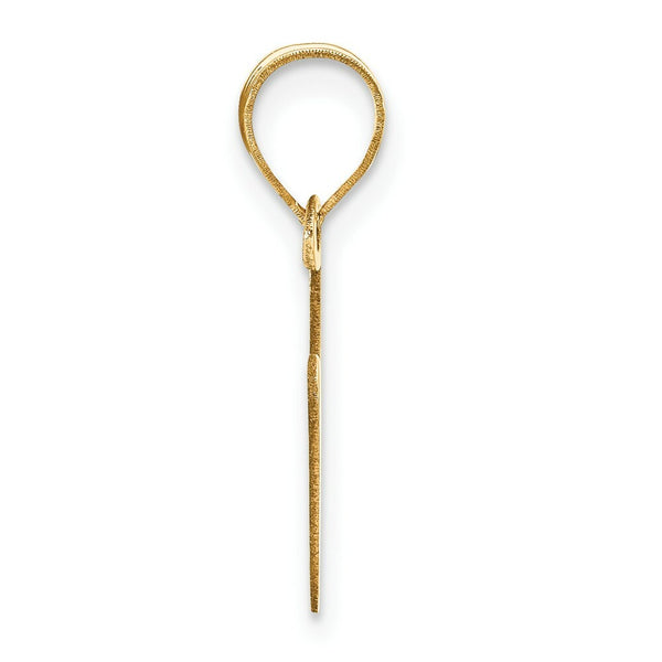 14K Yellow Gold Polished Bubble Letter V Initial Pendant