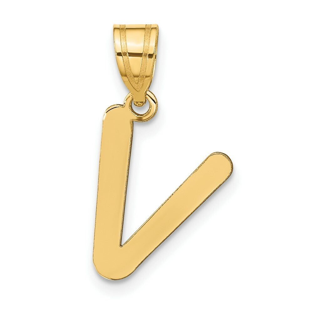 14K Yellow Gold Polished Bubble Letter V Initial Pendant