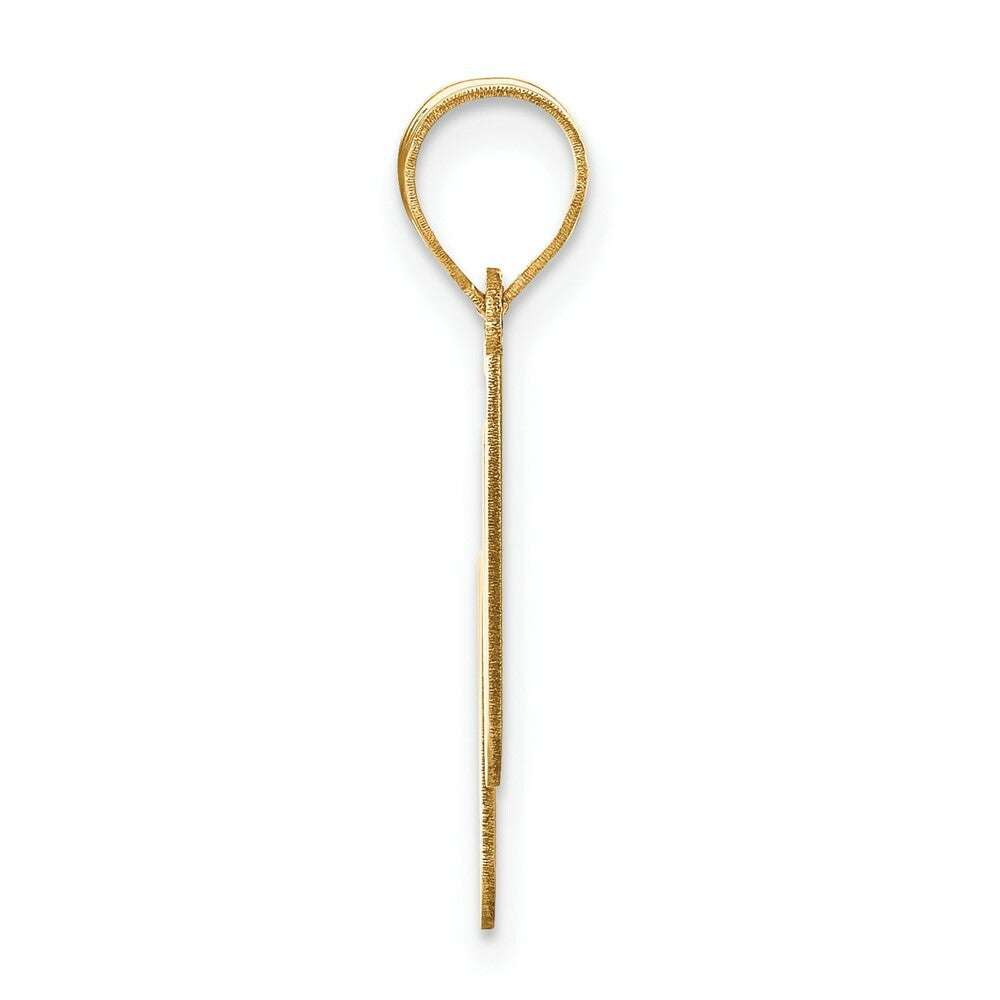 14K Yellow Gold Polished Bubble Letter W Initial Pendant