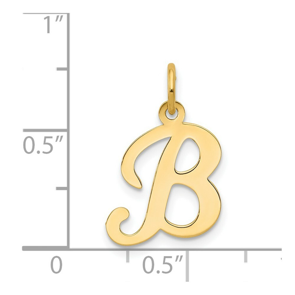 14K Yellow Gold Initial Letter B Charm Pendant