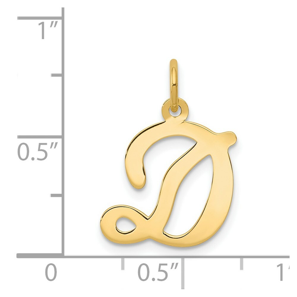 14K Yellow Gold Initial Letter D Charm Pendant