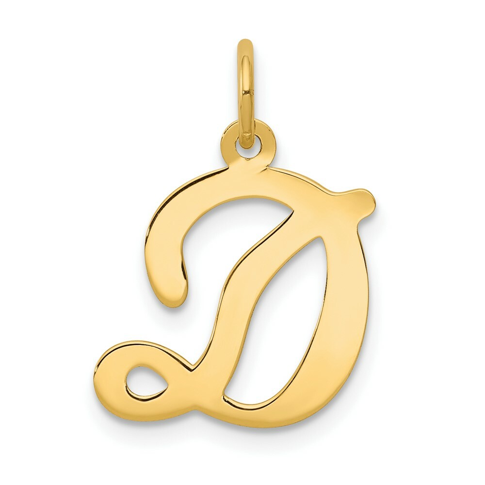 14K Yellow Gold Initial Letter D Charm Pendant