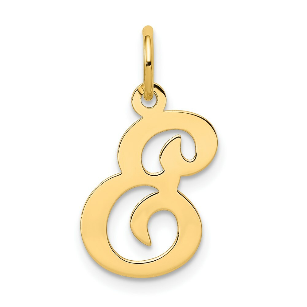 14K Yellow Gold Initial Letter E Charm Pendant