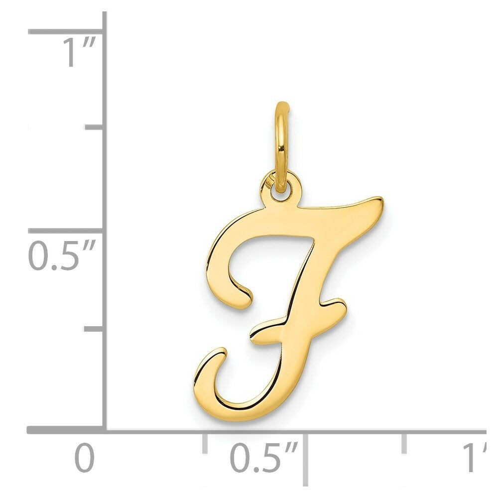 14K Yellow Gold Initial Letter F Charm Pendant
