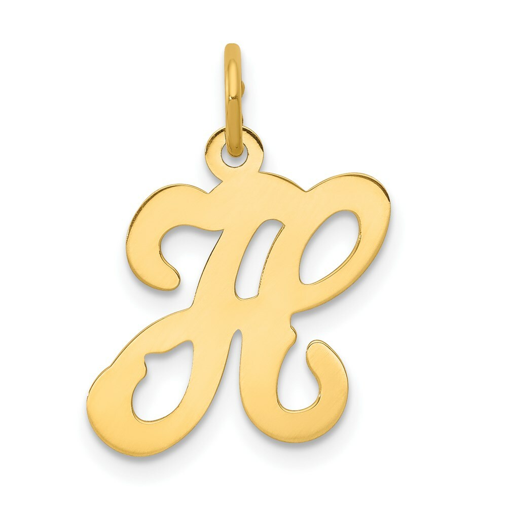 14K Yellow Gold Initial Letter H Charm Pendant