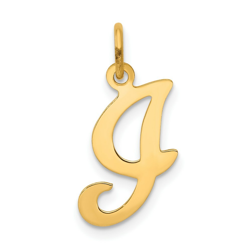 14K Yellow Gold Initial Letter I Charm Pendant