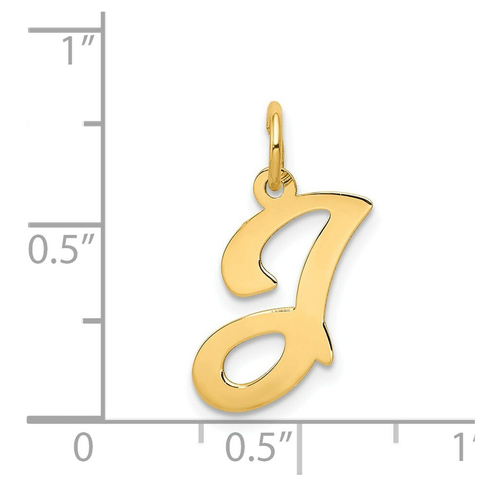 14K Yellow Gold Initial Letter J Charm Pendant
