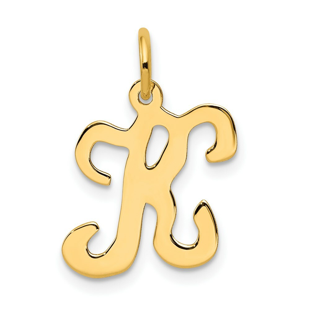14K Yellow Gold Initial Letter K Charm Pendant