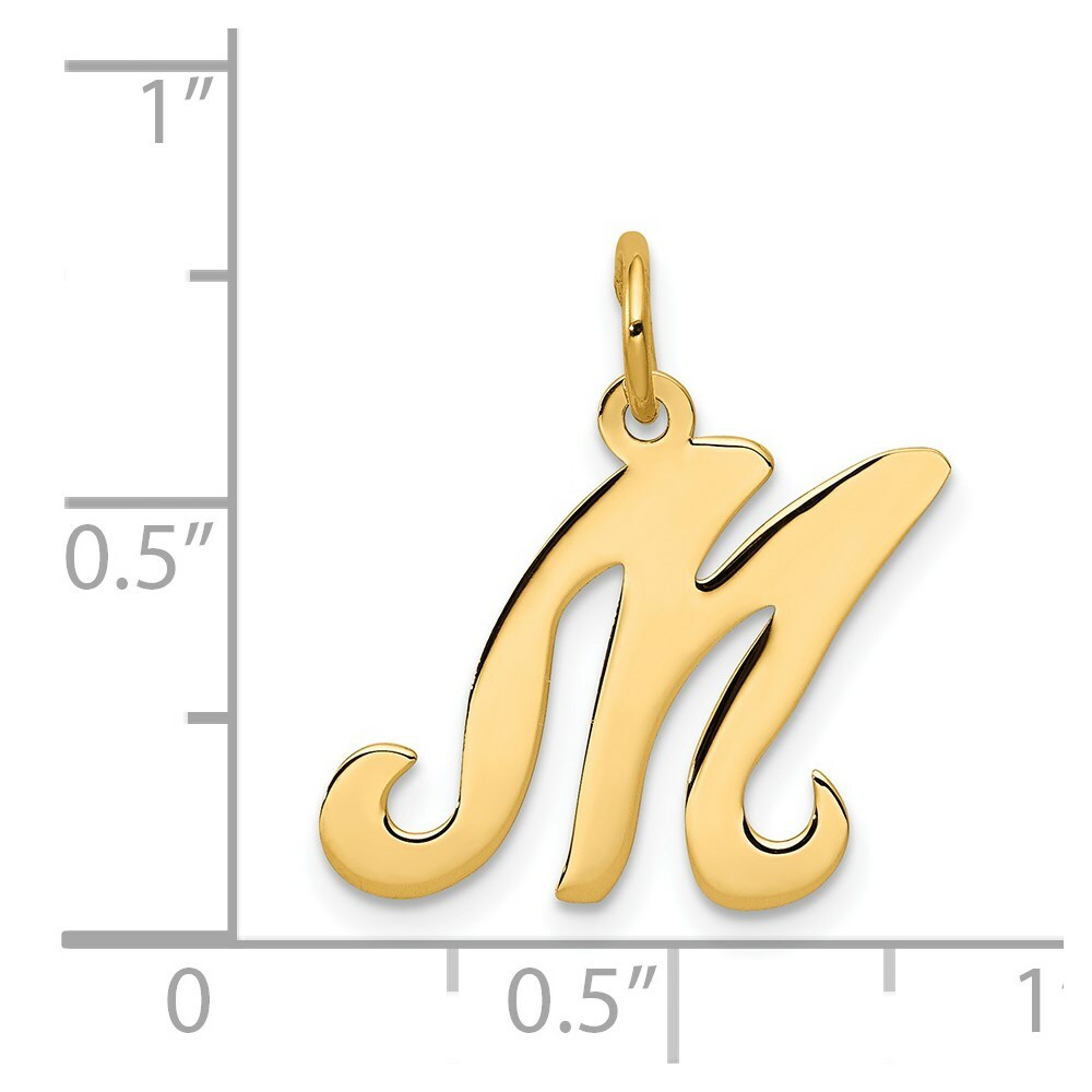 14K Yellow Gold Initial Letter M Charm Pendant