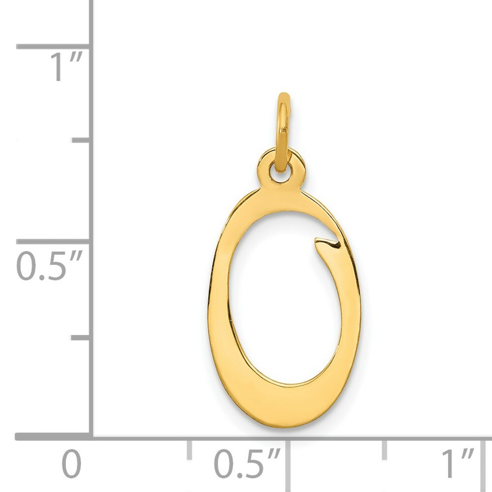 14K Yellow Gold Initial Letter O Charm Pendant