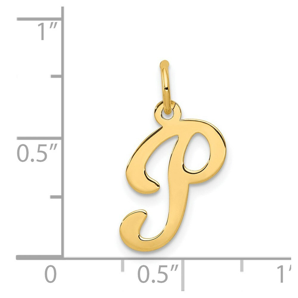 14K Yellow Gold Initial Letter P Charm Pendant