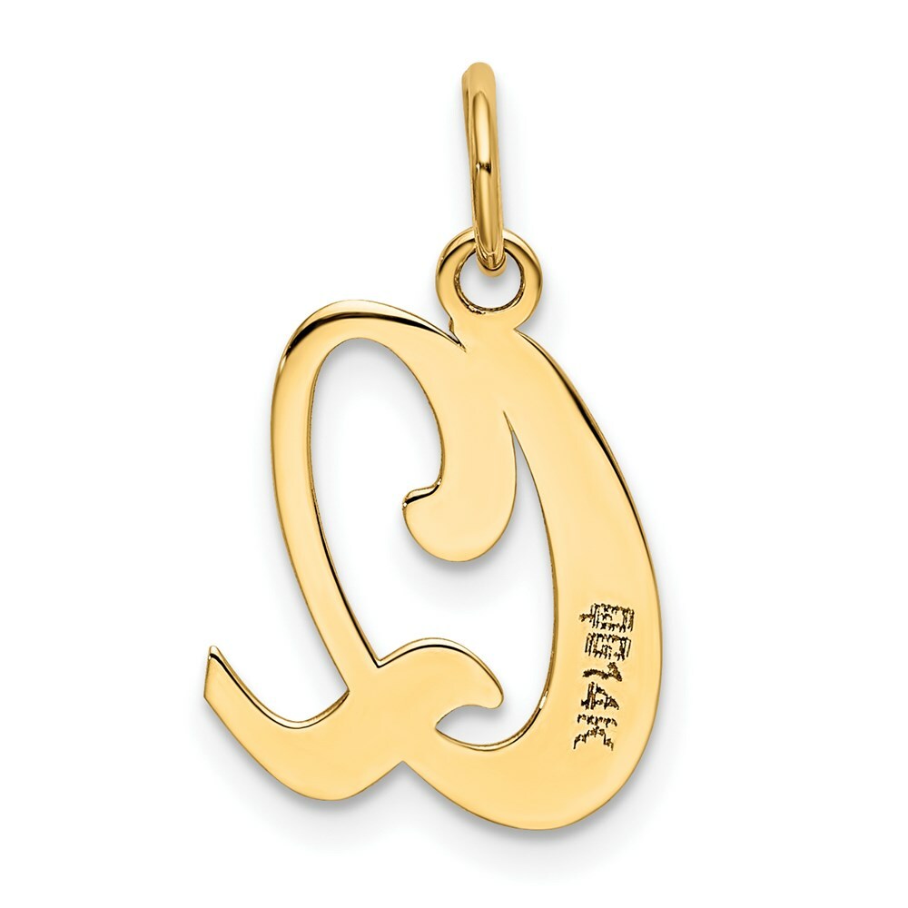 14K Yellow Gold Initial Letter Q Charm Pendant