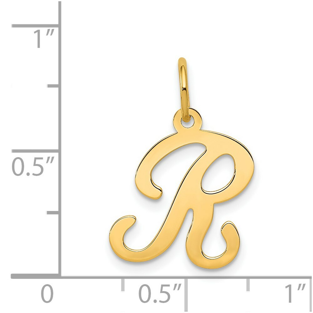 14K Yellow Gold Initial Letter R Charm Pendant