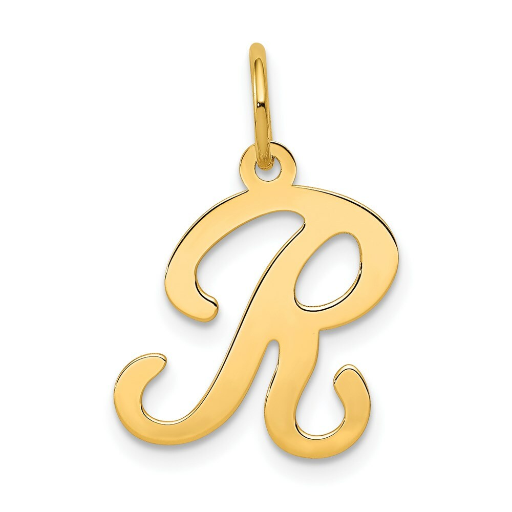 14K Yellow Gold Initial Letter R Charm Pendant