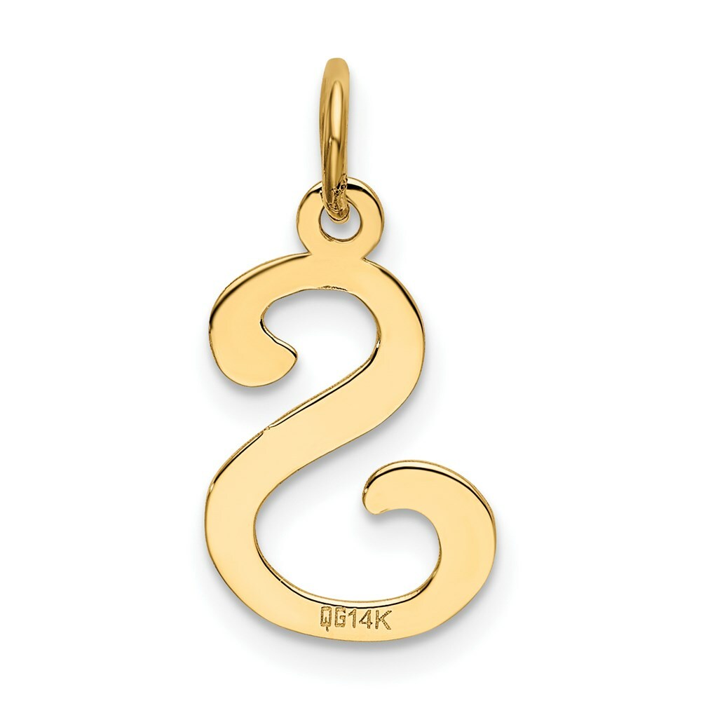 14K Yellow Gold Initial Letter S Charm Pendant
