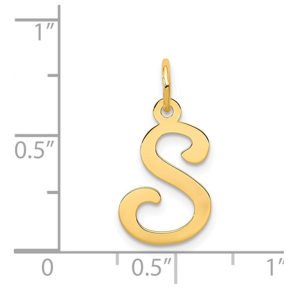 14K Yellow Gold Initial Letter S Charm Pendant