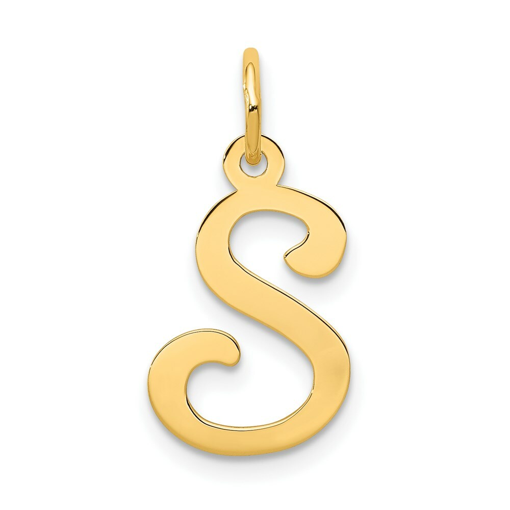 14K Yellow Gold Initial Letter S Charm Pendant