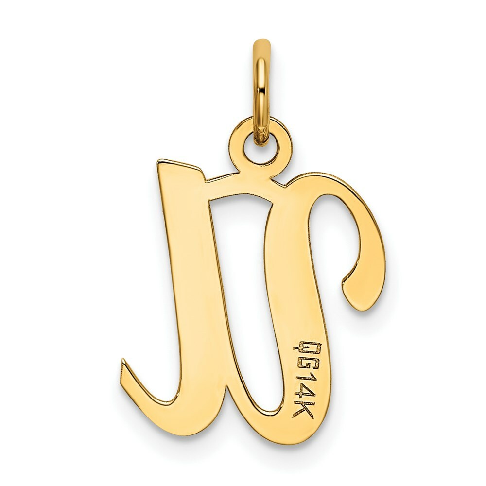 14K Yellow Gold Initial Letter U Charm Pendant