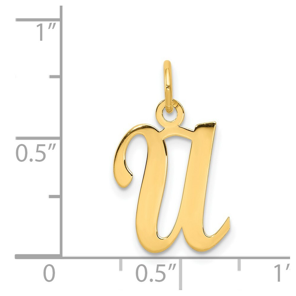 14K Yellow Gold Initial Letter U Charm Pendant