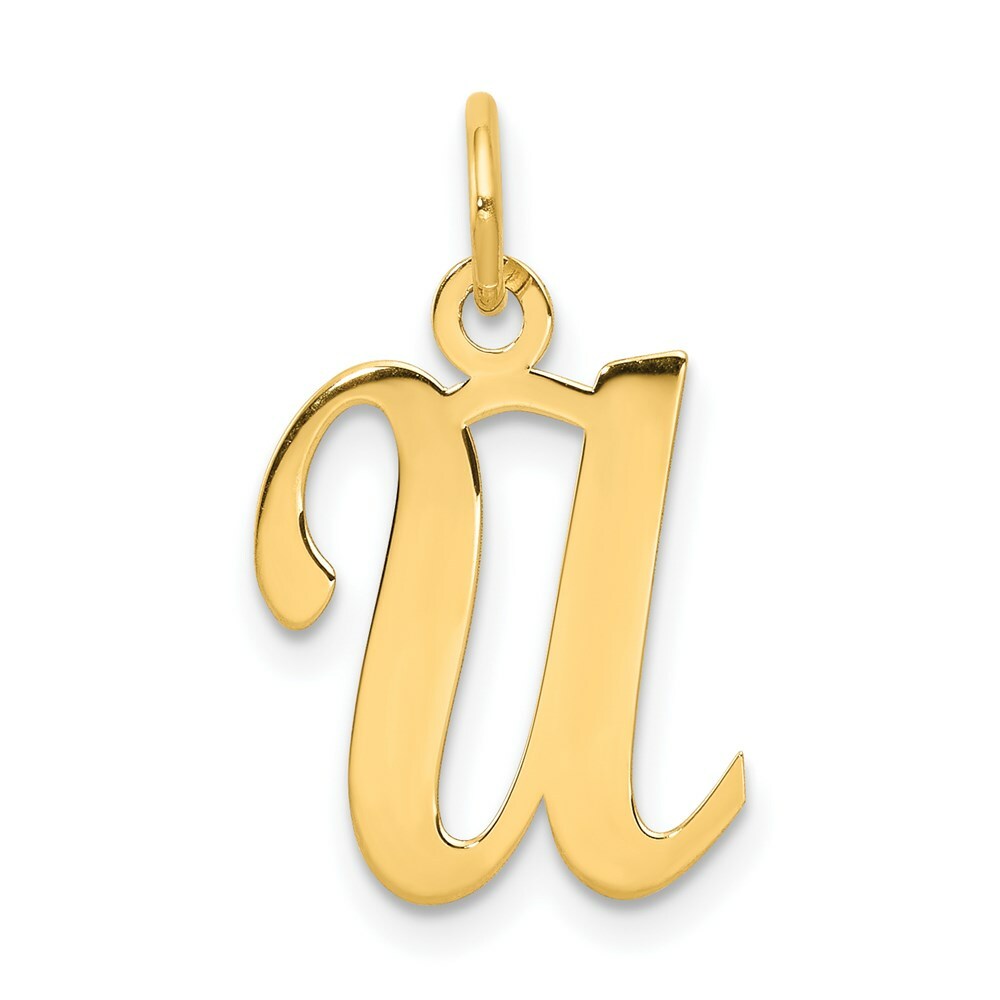 14K Yellow Gold Initial Letter U Charm Pendant