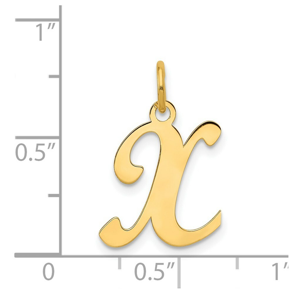 14K Yellow Gold Initial Letter X Charm Pendant