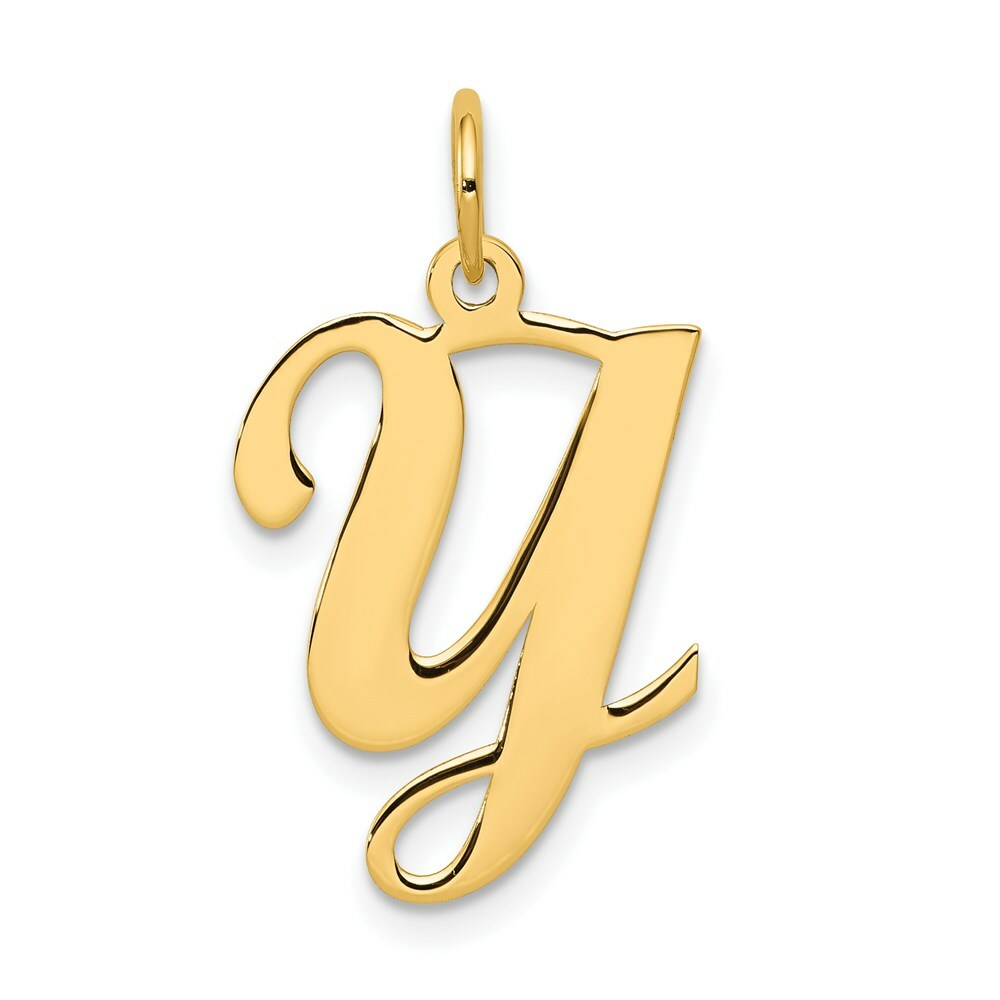 14K Yellow Gold Initial Letter Y Charm Pendant