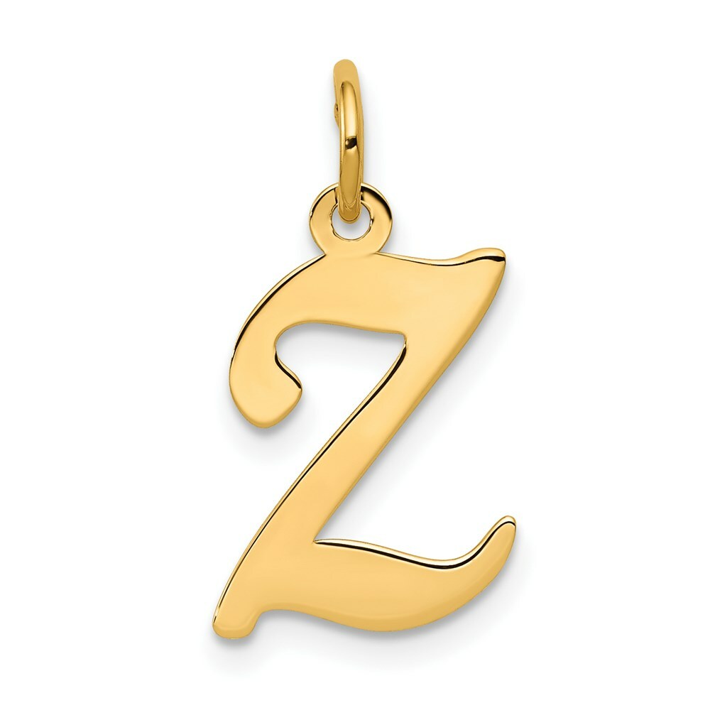 14K Yellow Gold Initial Letter Z Charm Pendant