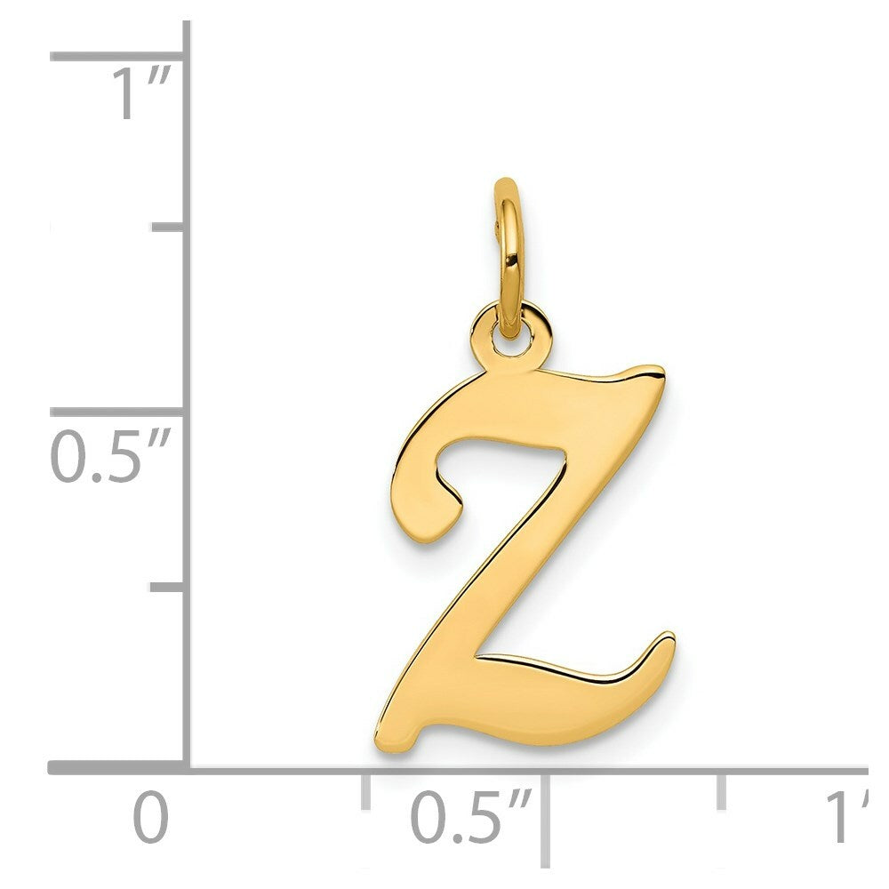 14K Yellow Gold Initial Letter Z Charm Pendant