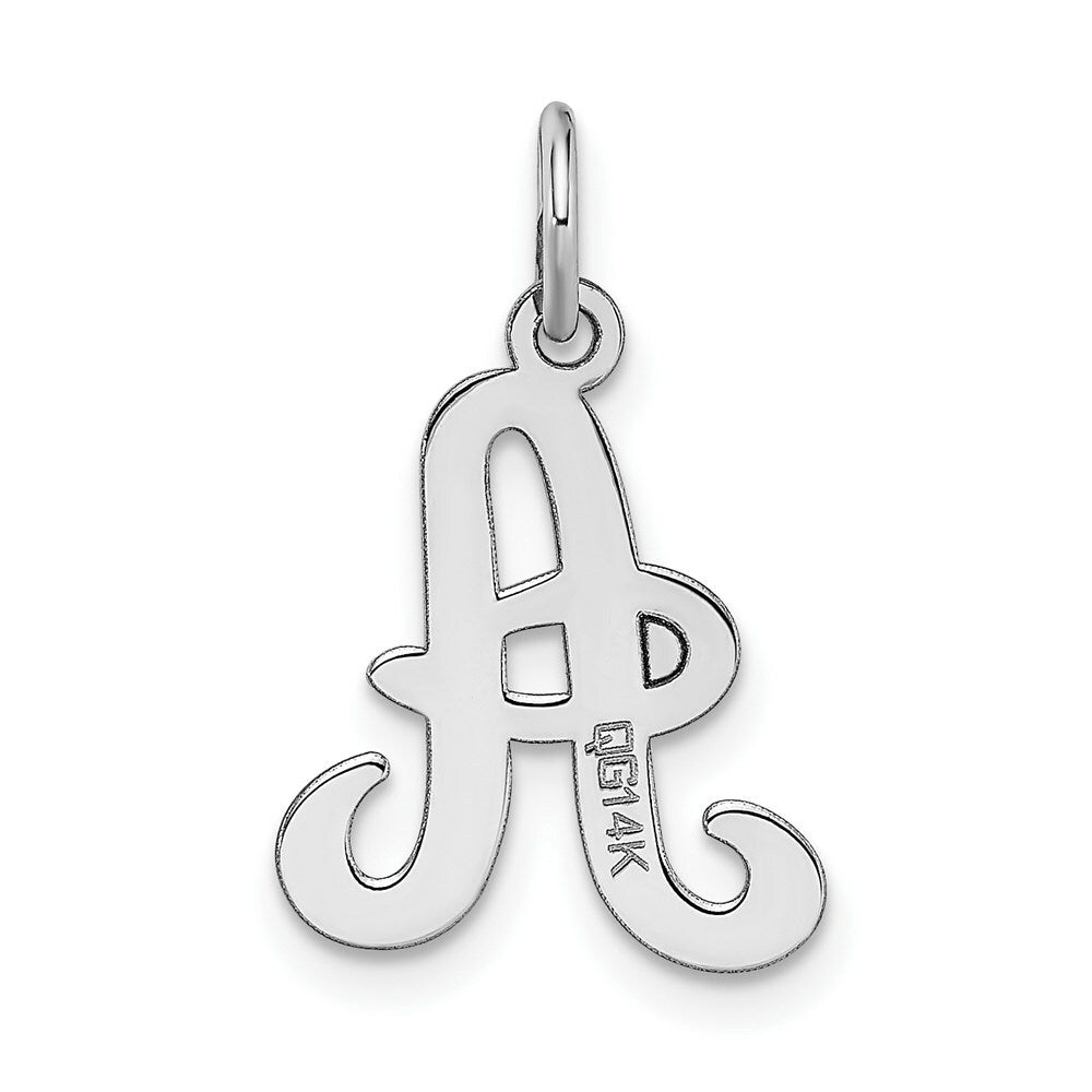 14K White Gold Initial Letter A Charm Pendant