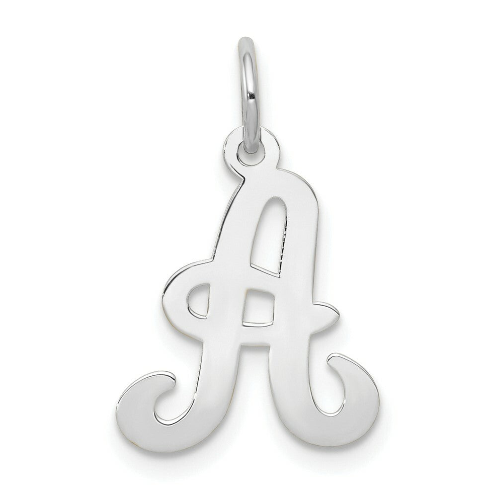 14K White Gold Initial Letter A Charm Pendant
