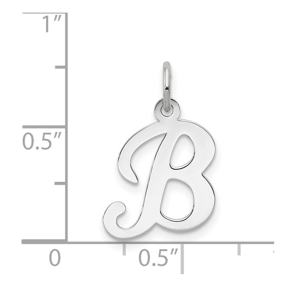 14K White Gold Letter Initial B Charm Pendant