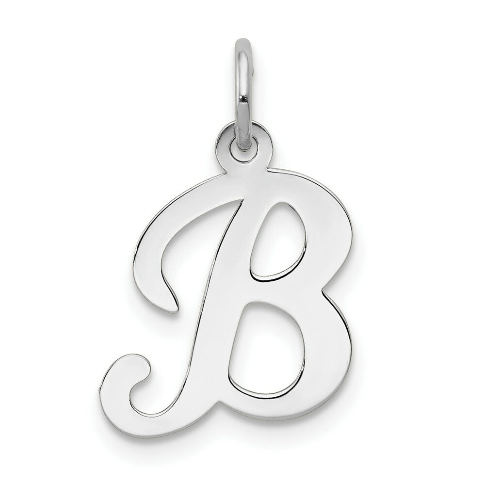 14K White Gold Letter Initial B Charm Pendant