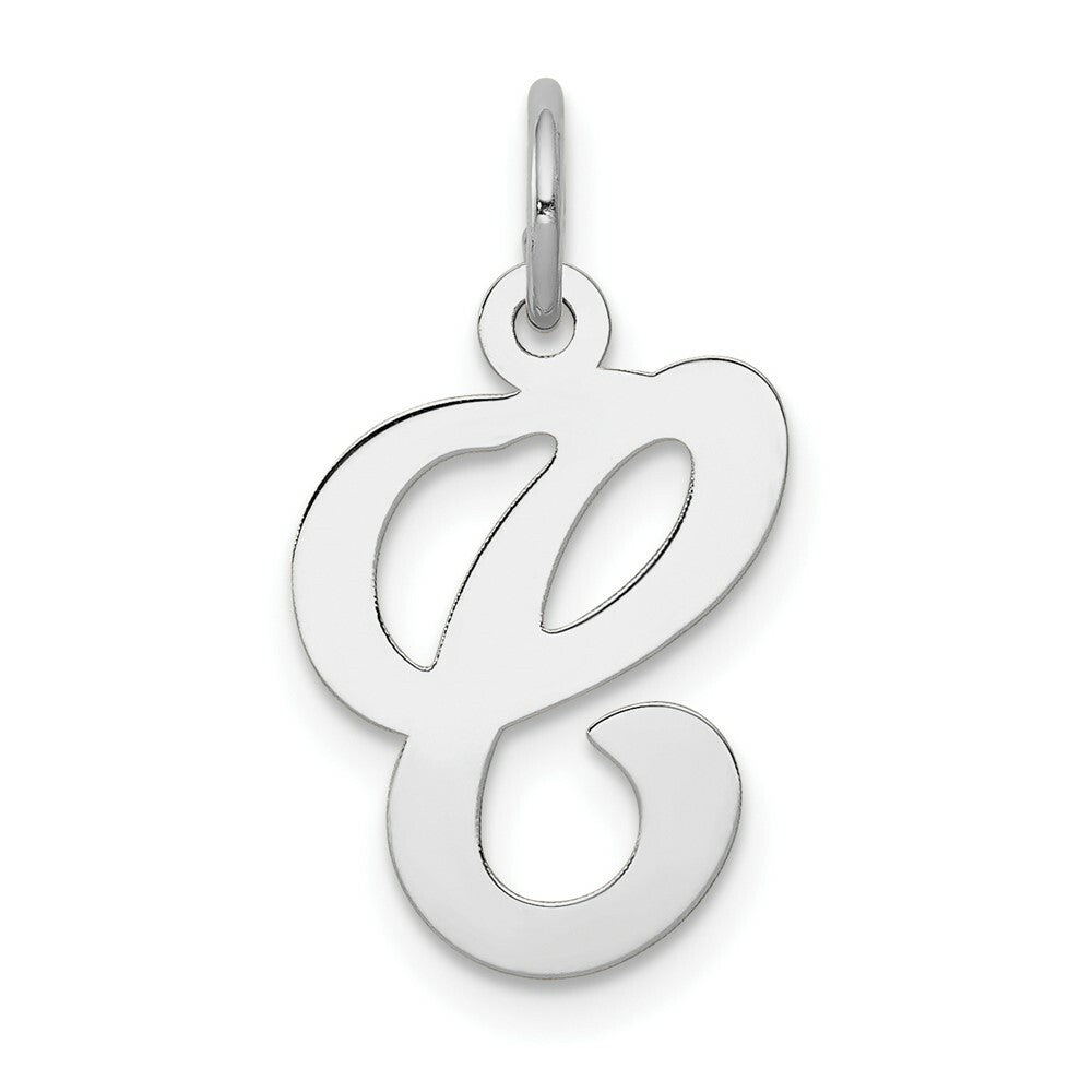 14K White Gold Initial Letter C Charm Pendant