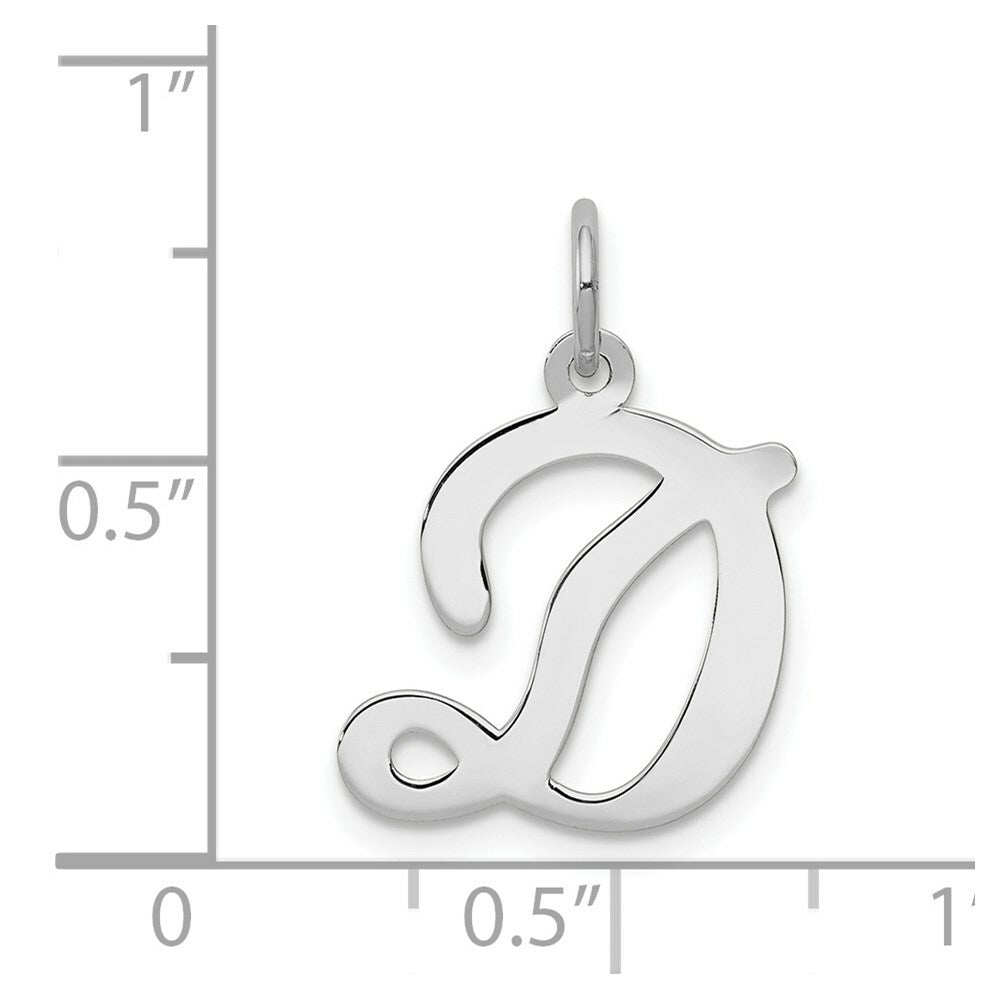 14K White Gold Initial Letter D Charm Pendant