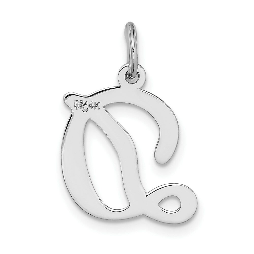 14K White Gold Initial Letter D Charm Pendant