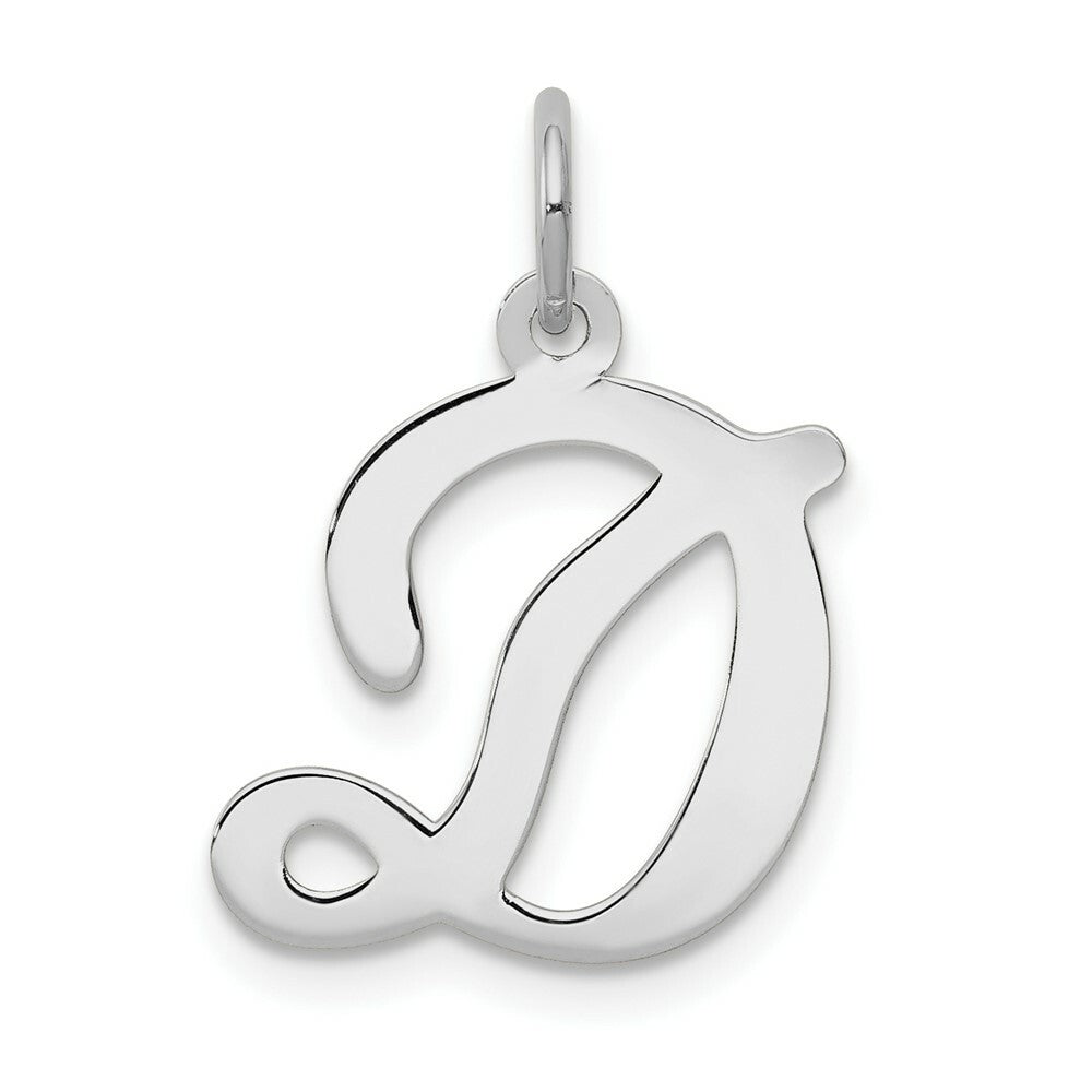 14K White Gold Initial Letter D Charm Pendant
