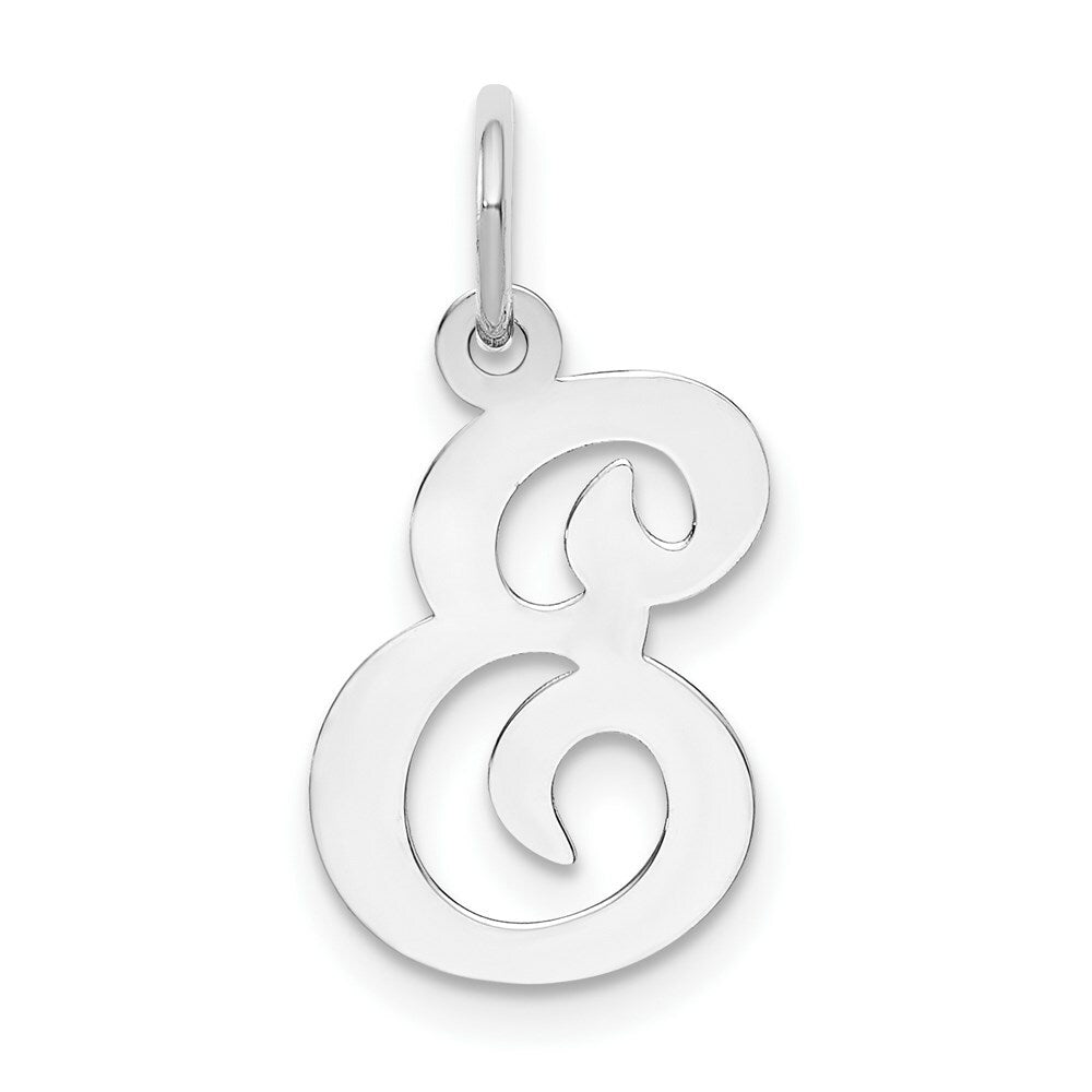 14K White Gold Initial Letter E Charm Pendant