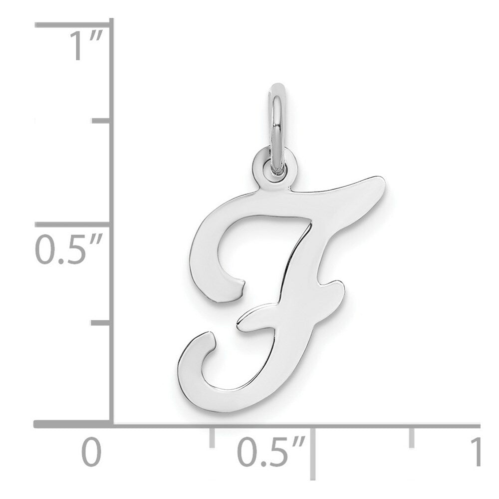 14K White Gold Initial Letter F Charm Pendant